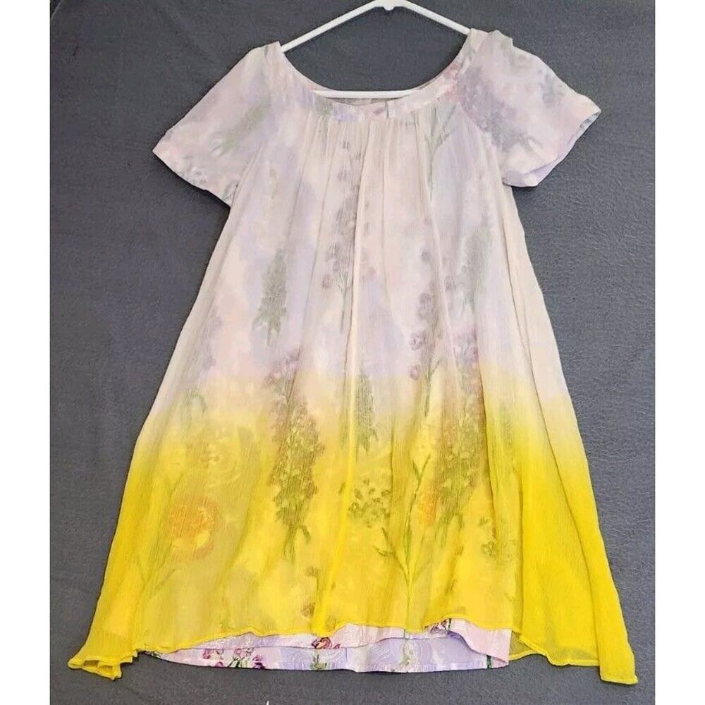 HD in Paris Dress 2 Anthropologie Chroma Ombre Floral Semi-sheer Gauze Chiffon
